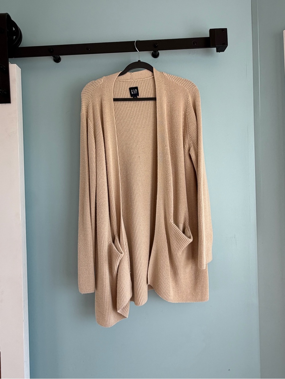 GAP Women’s XXL Beige Long Open Front Cardigan Sweater Pockets